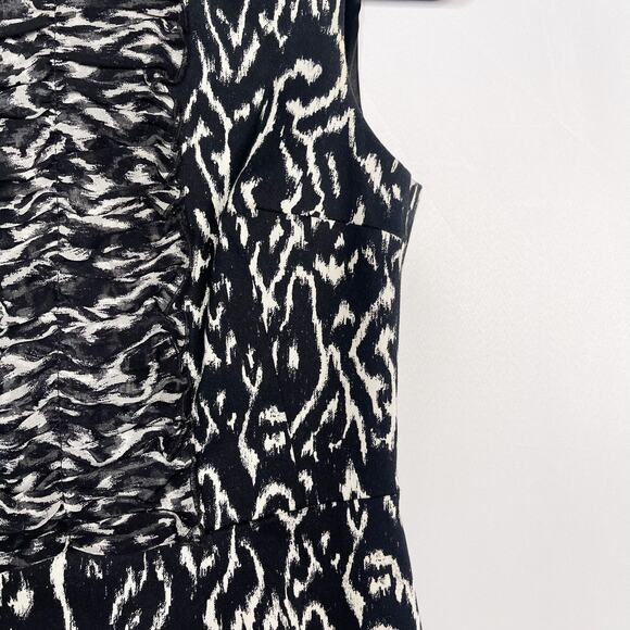 Elie Tahari for Nordstrom 4 Black White Abstract Printed Sheath Dress Sleeveless - Picture 5 of 13